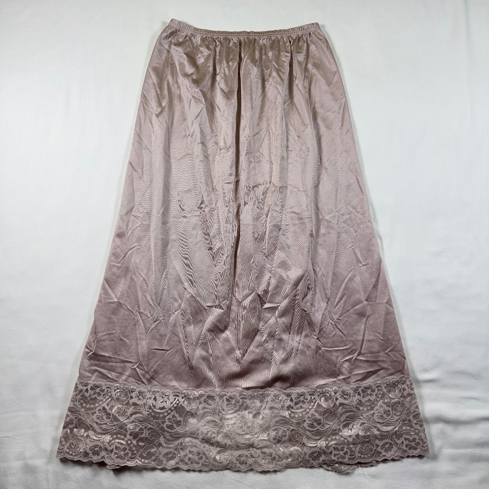 Vintage Vanity Fair Womens Long‎ Full Slip SML 30" Lace Trim Made in USA